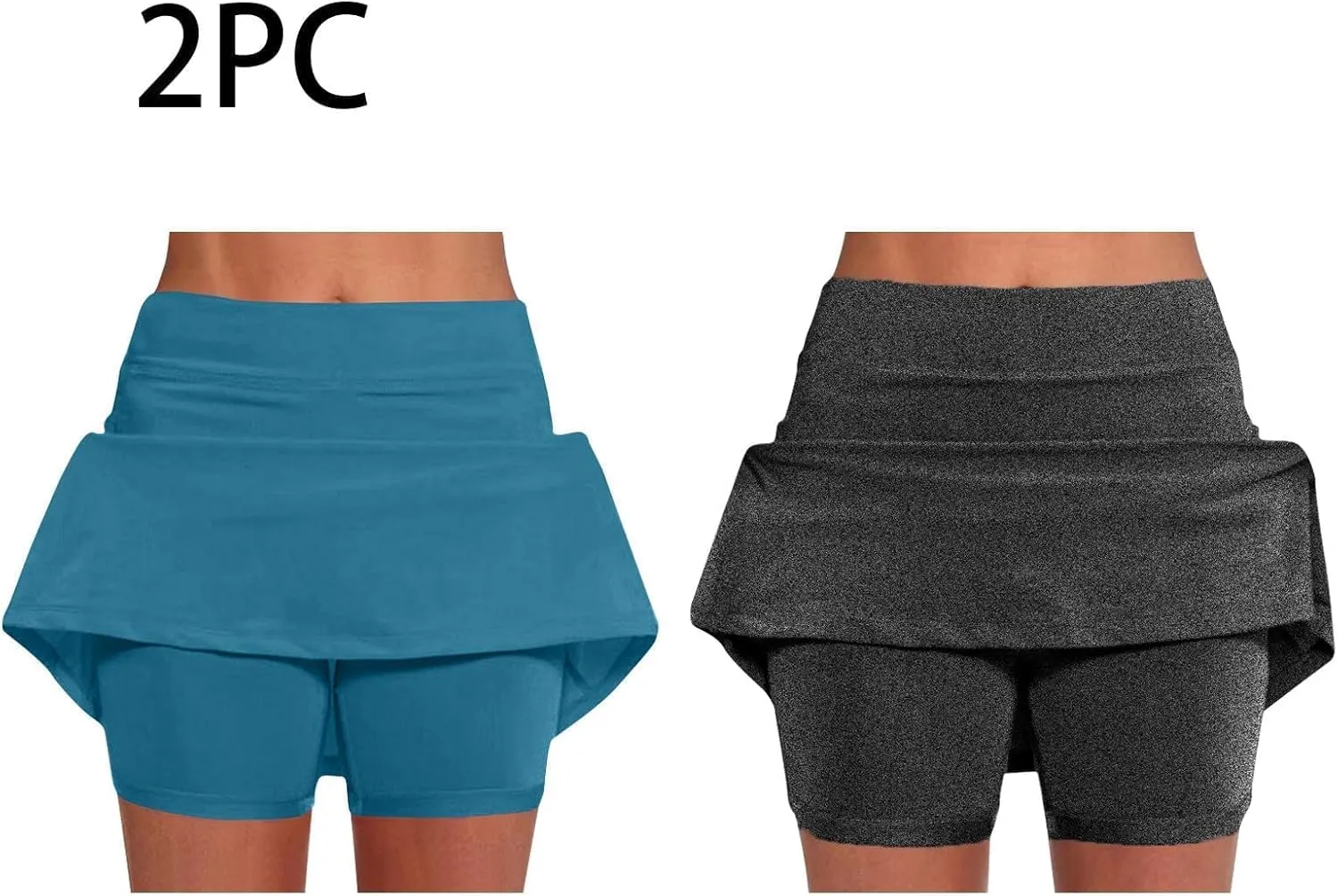 2 Pack Mini Skirts for Women Trendy Casual A Line High Waisted Summer Skorts Plus Size Fitness Athletic Tennis Skirts