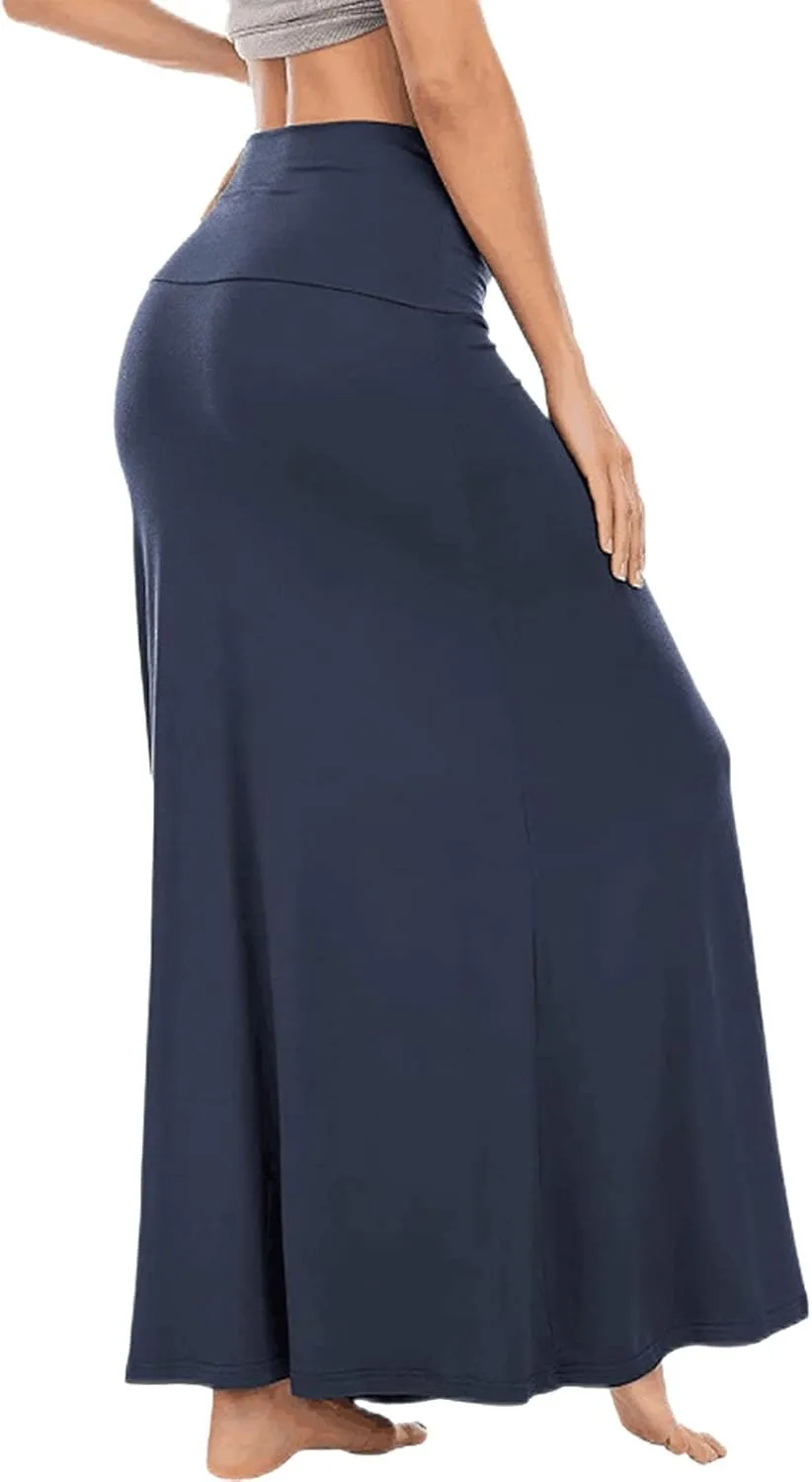 2024 Women's Skirts Women's Casual Ruched Stretchy High Waist A Line Skirt Flared Midi Skirt