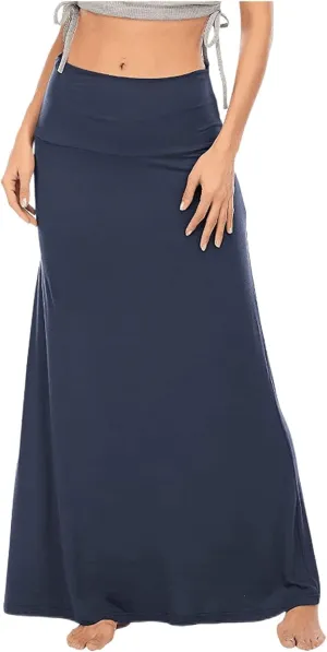 2024 Women's Skirts Women's Casual Ruched Stretchy High Waist A Line Skirt Flared Midi Skirt