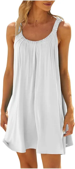 2024 Womens Spaghetti Straps Party Sundress Casual Beach Summer Dresses Bikini Beachwear Vacation Short Dresses