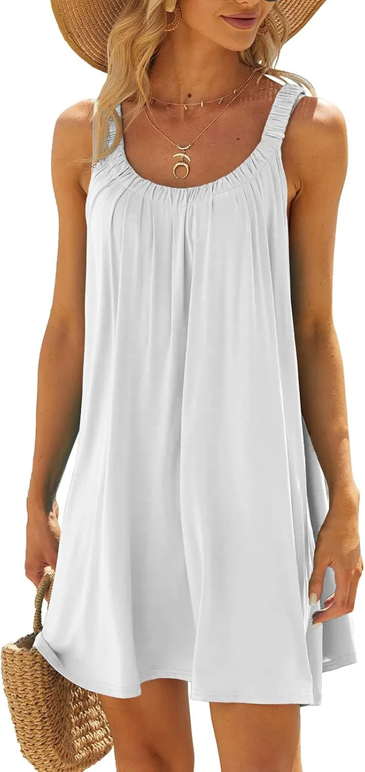 2024 Womens Spaghetti Straps Party Sundress Casual Beach Summer Dresses Bikini Beachwear Vacation Short Dresses