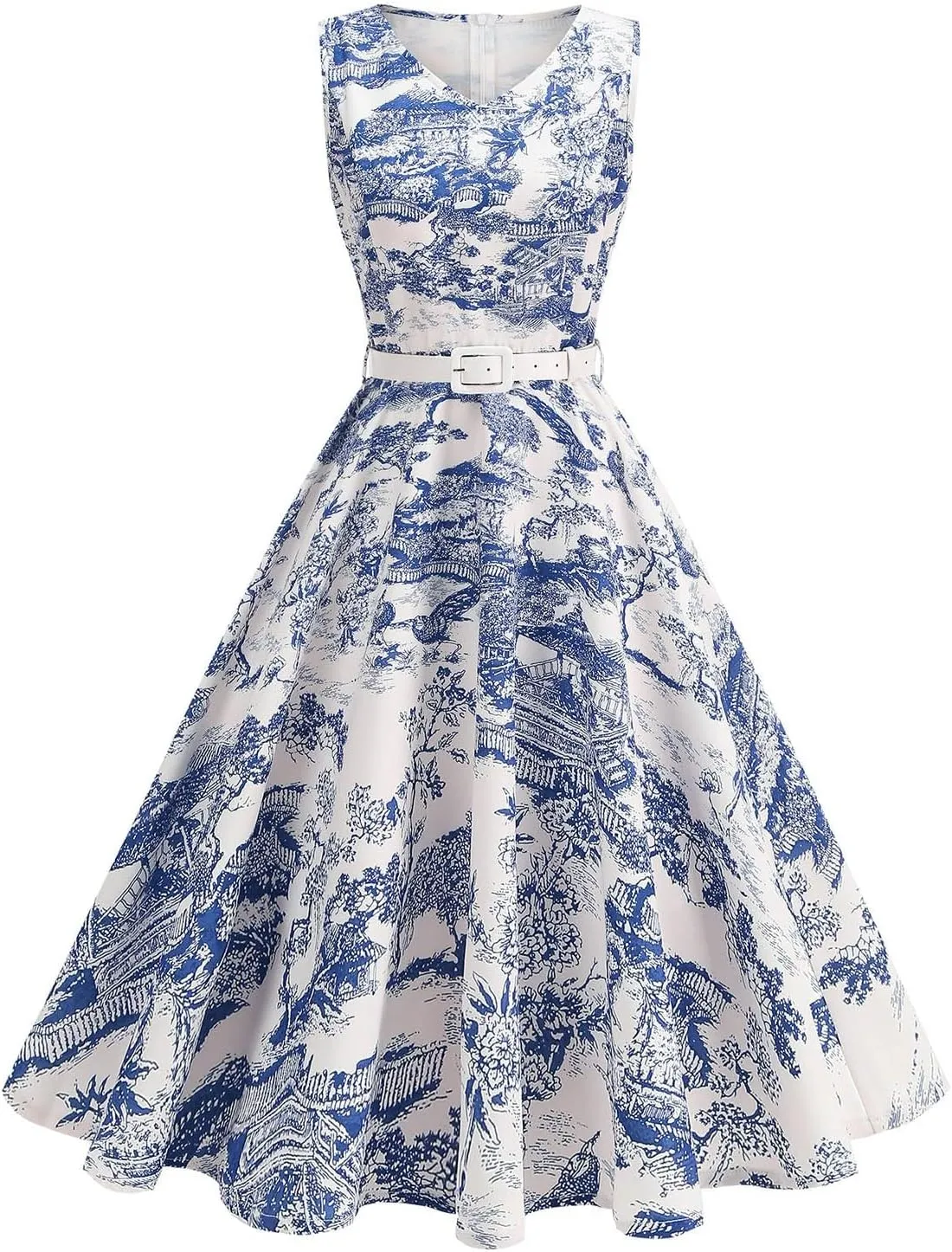 2025 Womens Summer Floral Print Dress Sleeveless Casual Flowy Sundress A Line Ruffle Wedding Guest Outfit Casual Spring Dress