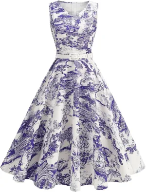 2025 Womens Summer Floral Print Dress Sleeveless Casual Flowy Sundress A Line Ruffle Wedding Guest Outfit Casual Spring Dress