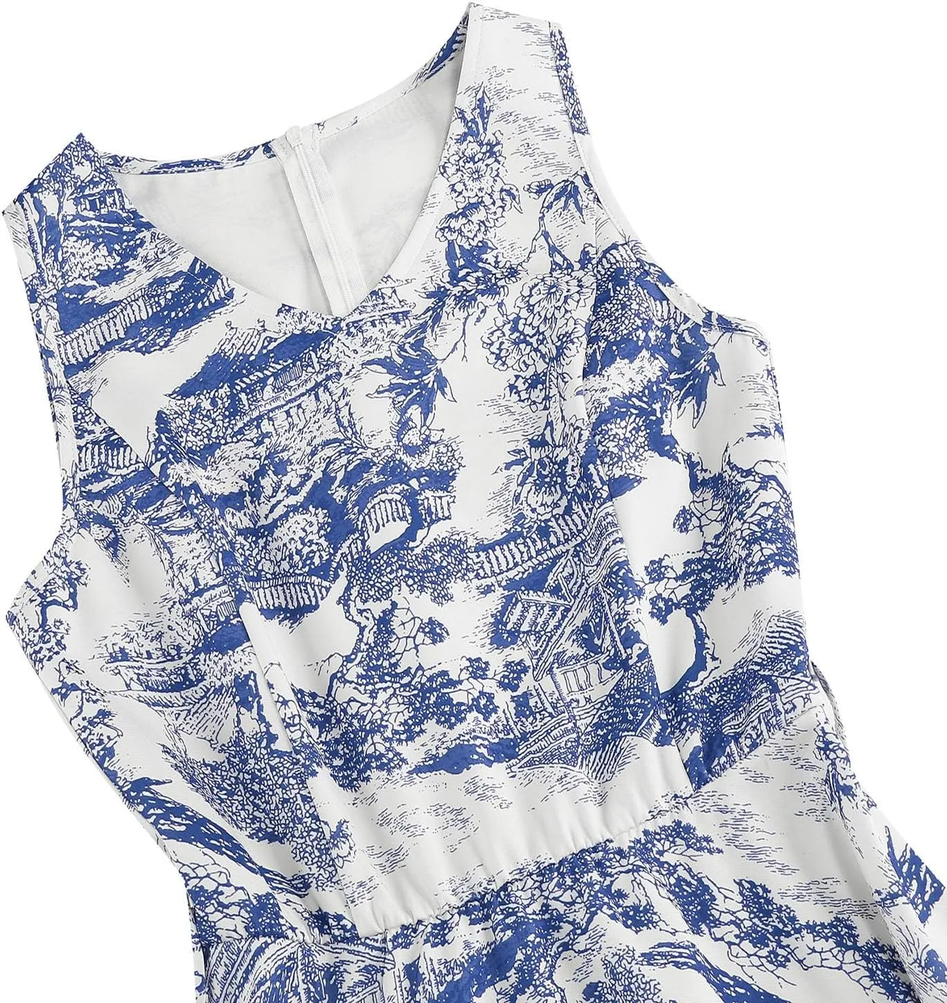2025 Womens Summer Floral Print Dress Sleeveless Casual Flowy Sundress A Line Ruffle Wedding Guest Outfit Casual Spring Dress