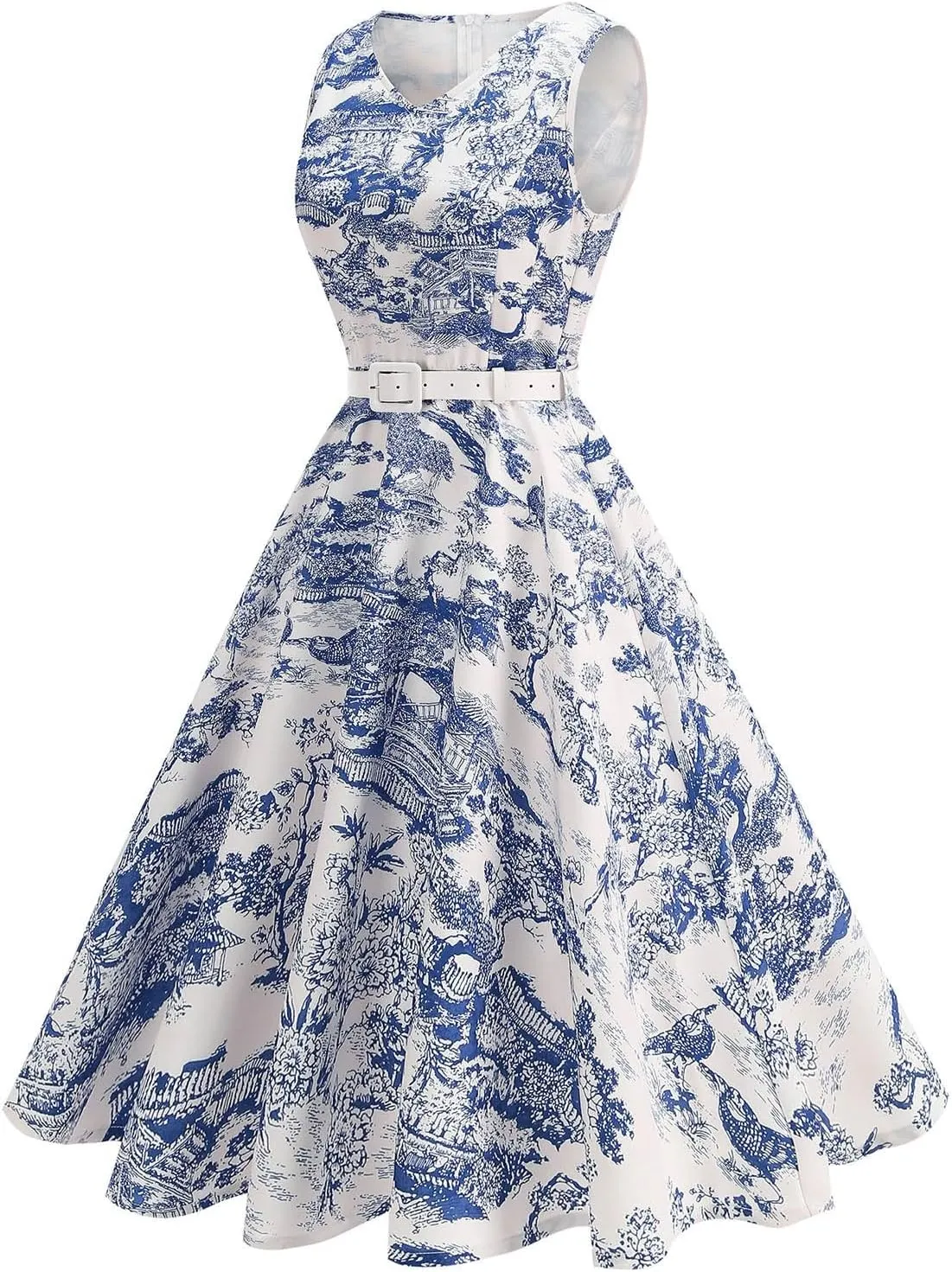 2025 Womens Summer Floral Print Dress Sleeveless Casual Flowy Sundress A Line Ruffle Wedding Guest Outfit Casual Spring Dress