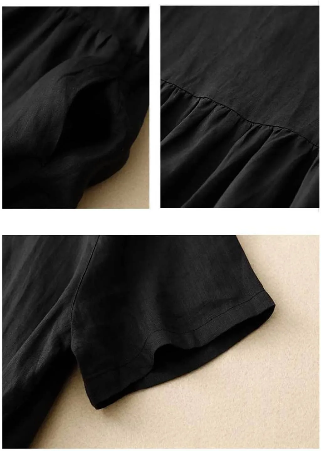 3/4 Sleeve Dresses for Women 2025 Vacation Cotton Linen Maxi Button Sundress Plus Size A Line Dress Trendy Maxi Dress