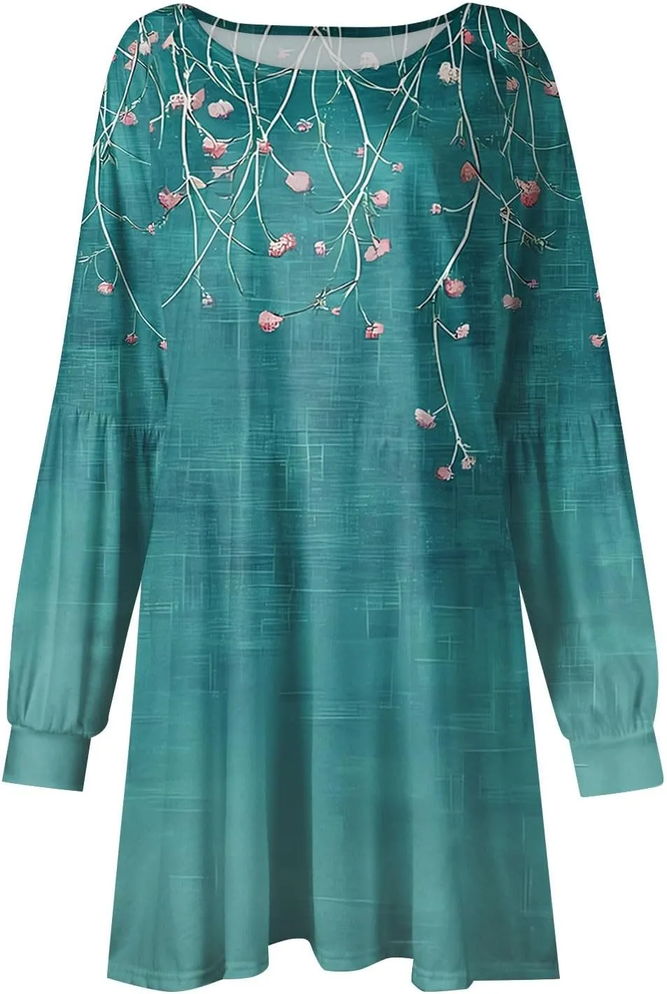ADHOWBEW Dresses for Women 2025 Round Neck Sexy Plus Size Casual Trendy Long Sleeve Work Dress Long Sleeve