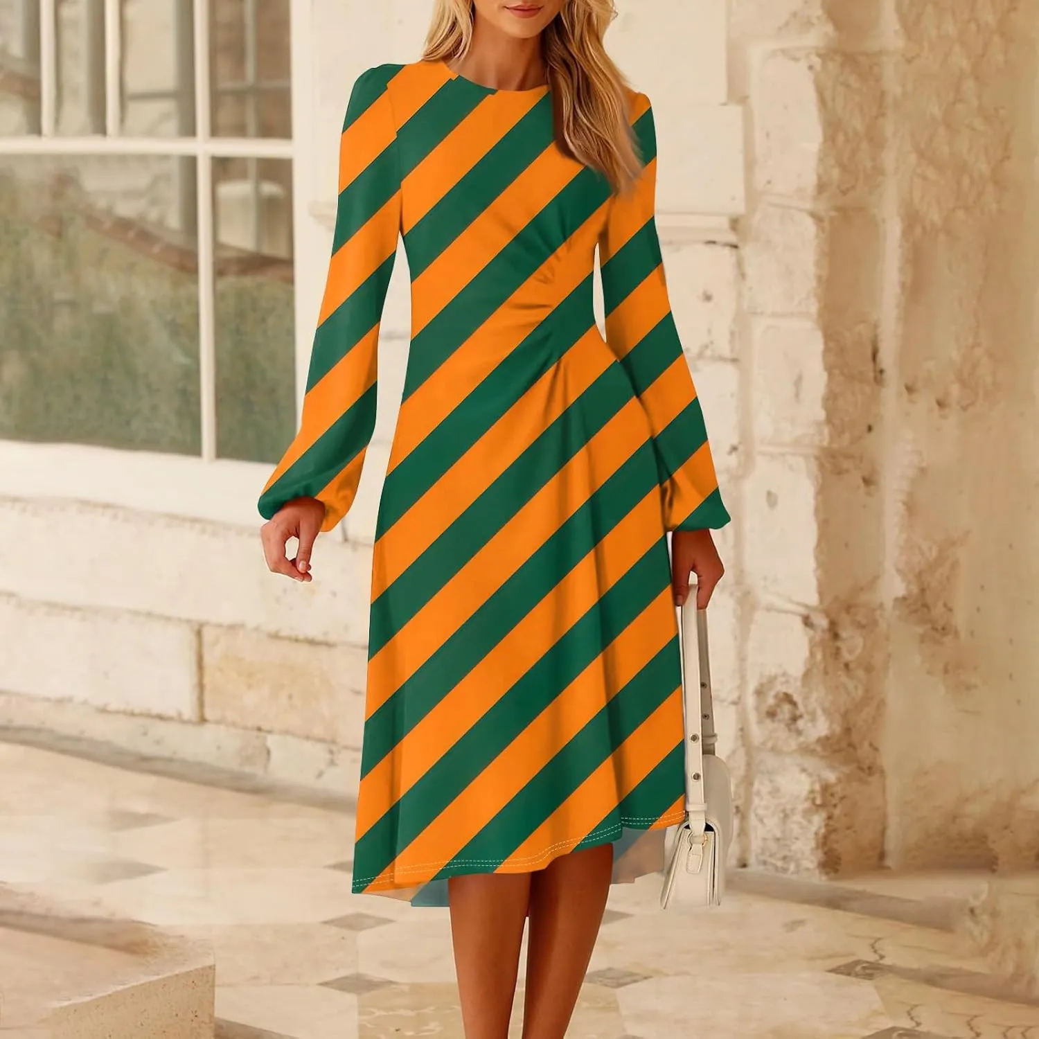 ADHOWBEW Summer Dresses for Women Plus Size Casual Long Sleeve Round Neck Trendy 2025 Sexy Flowy Dress