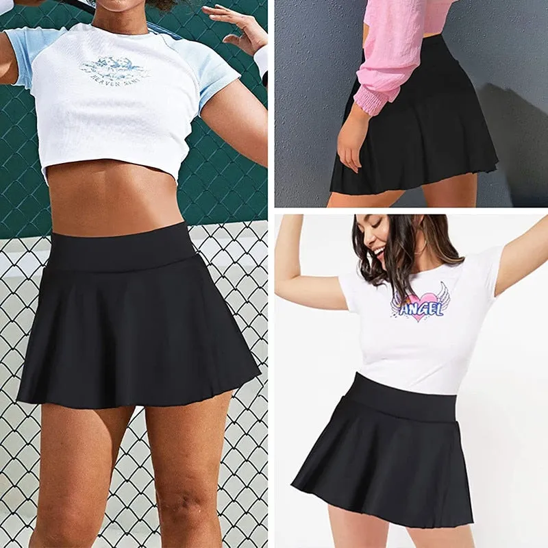 Aiithuug Side Pocket Zipper Tennis Skirt Athletic Pleated Mini Skirt