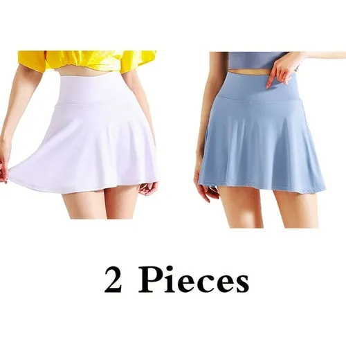 Aiithuug Side Pocket Zipper Tennis Skirt Athletic Pleated Mini Skirt