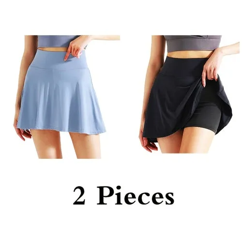 Aiithuug Side Pocket Zipper Tennis Skirt Athletic Pleated Mini Skirt