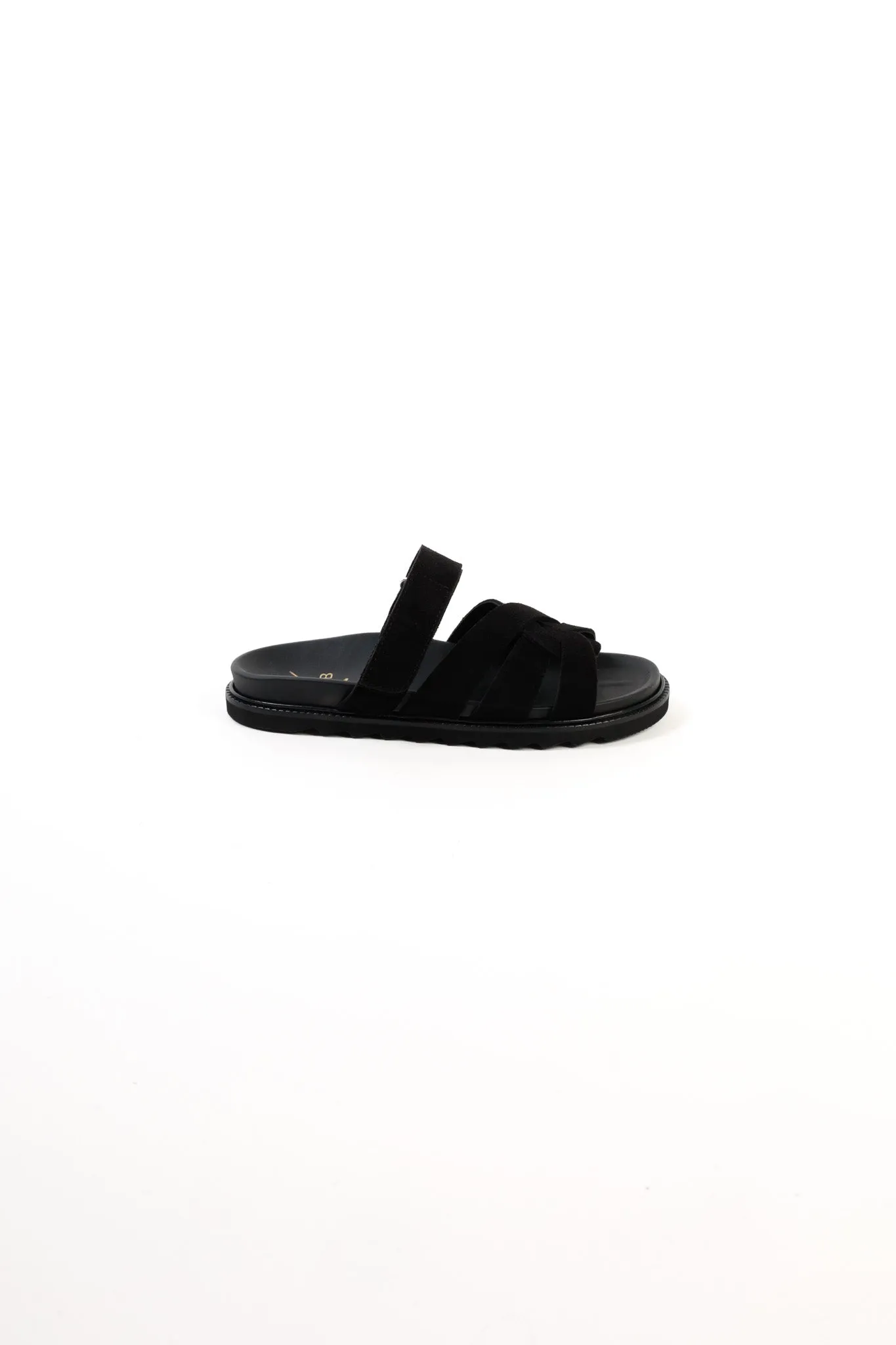 ATENEA BLACK - Leather Crossover Straps Footbed Sandals