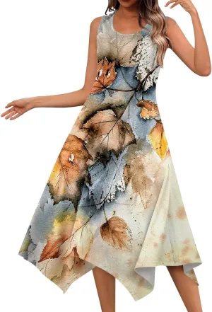 Azeralia Spring Dresses for Women 2024 Sleeveless Midi Dress Womens Sundress Women's Casual Dresses Casual Dresses for Women