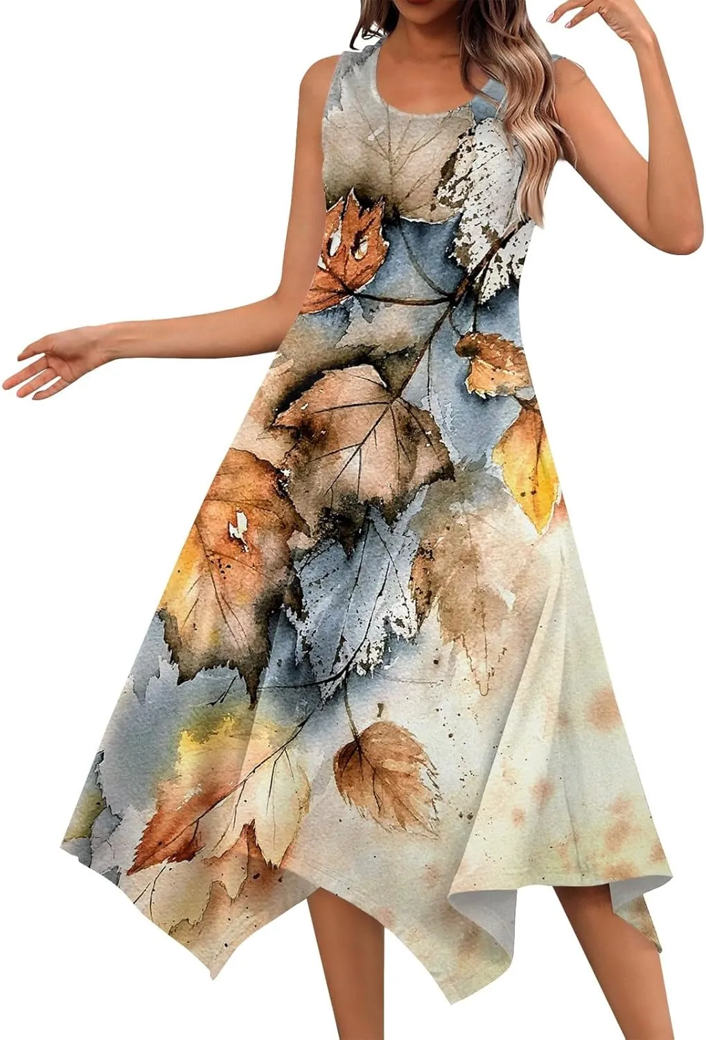 Azeralia Spring Dresses for Women 2024 Sleeveless Midi Dress Womens Sundress Women's Casual Dresses Casual Dresses for Women