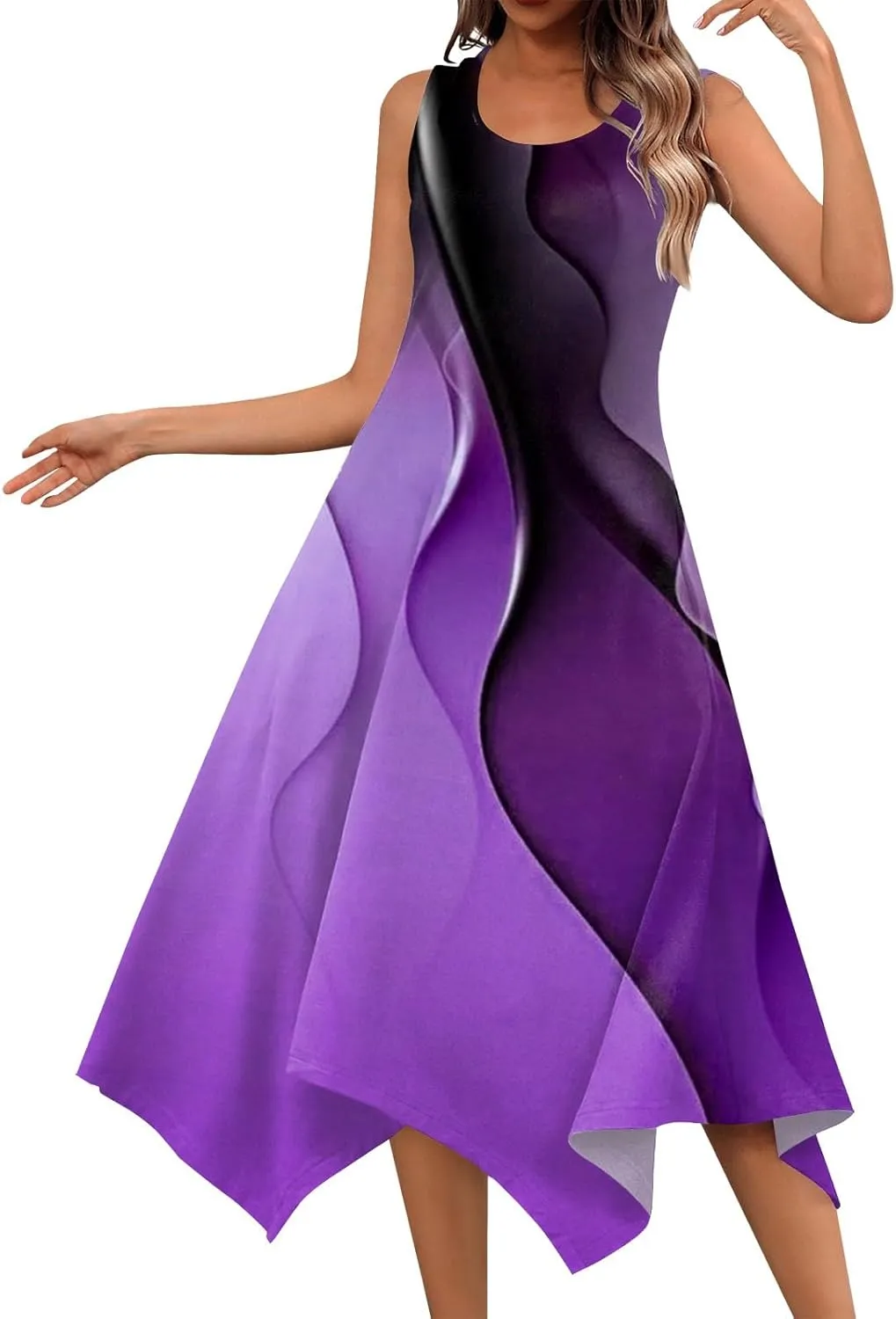 Azeralia Spring Dresses for Women 2024 Sleeveless Midi Dress Womens Sundress Women's Casual Dresses Casual Dresses for Women