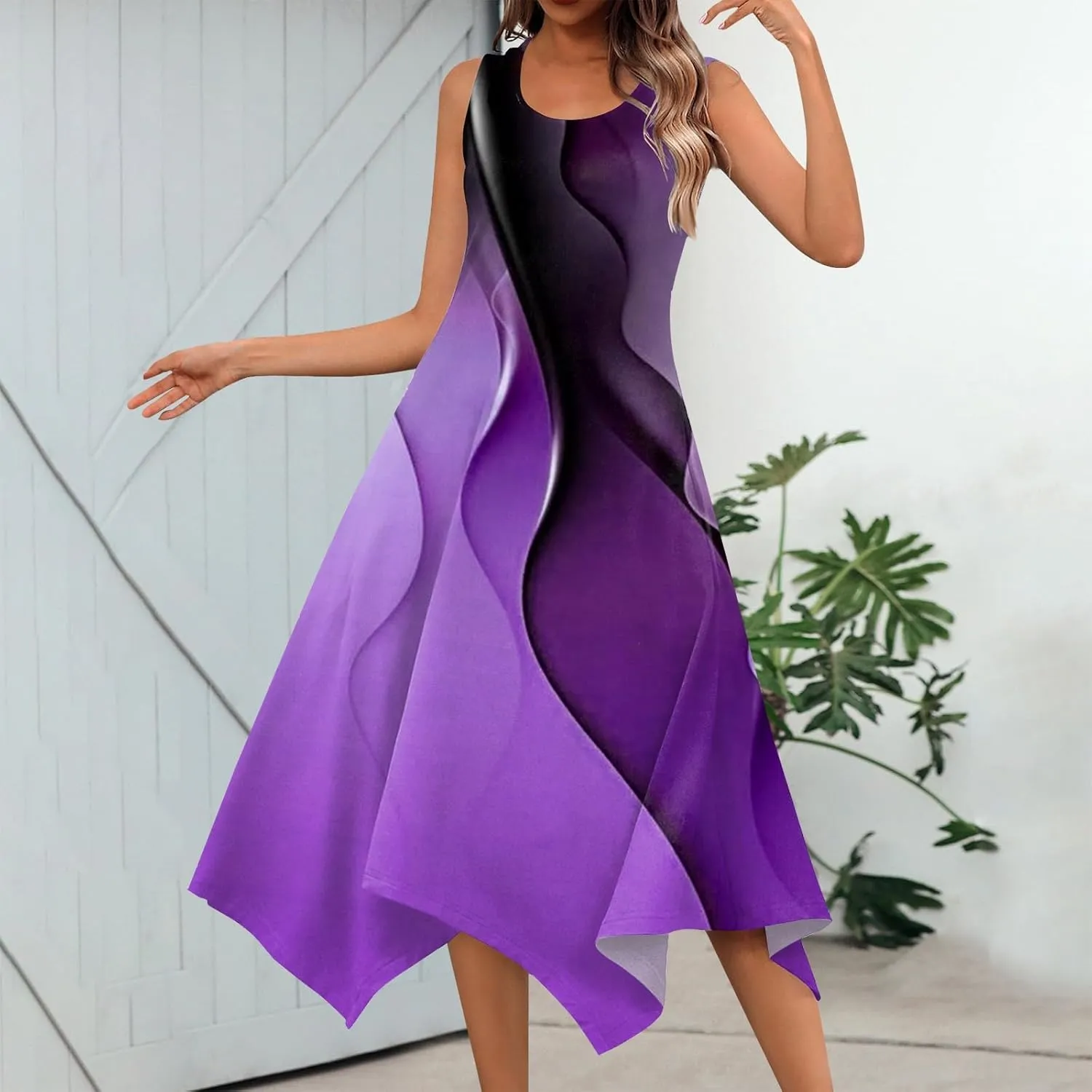 Azeralia Spring Dresses for Women 2024 Sleeveless Midi Dress Womens Sundress Women's Casual Dresses Casual Dresses for Women