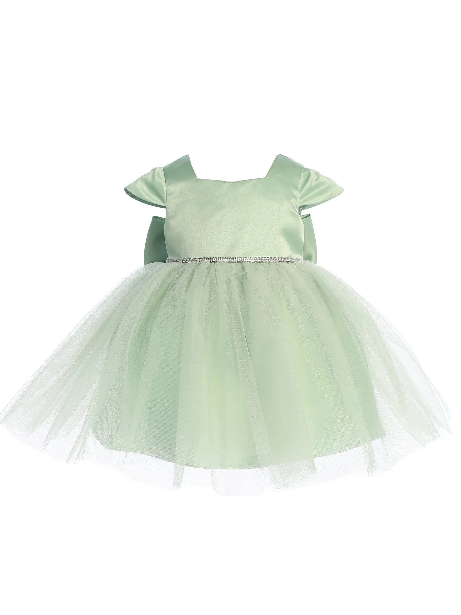 Baby Girls Multi Color Square Neckline Cap Sleeve Flower Girl Dress 6-24M