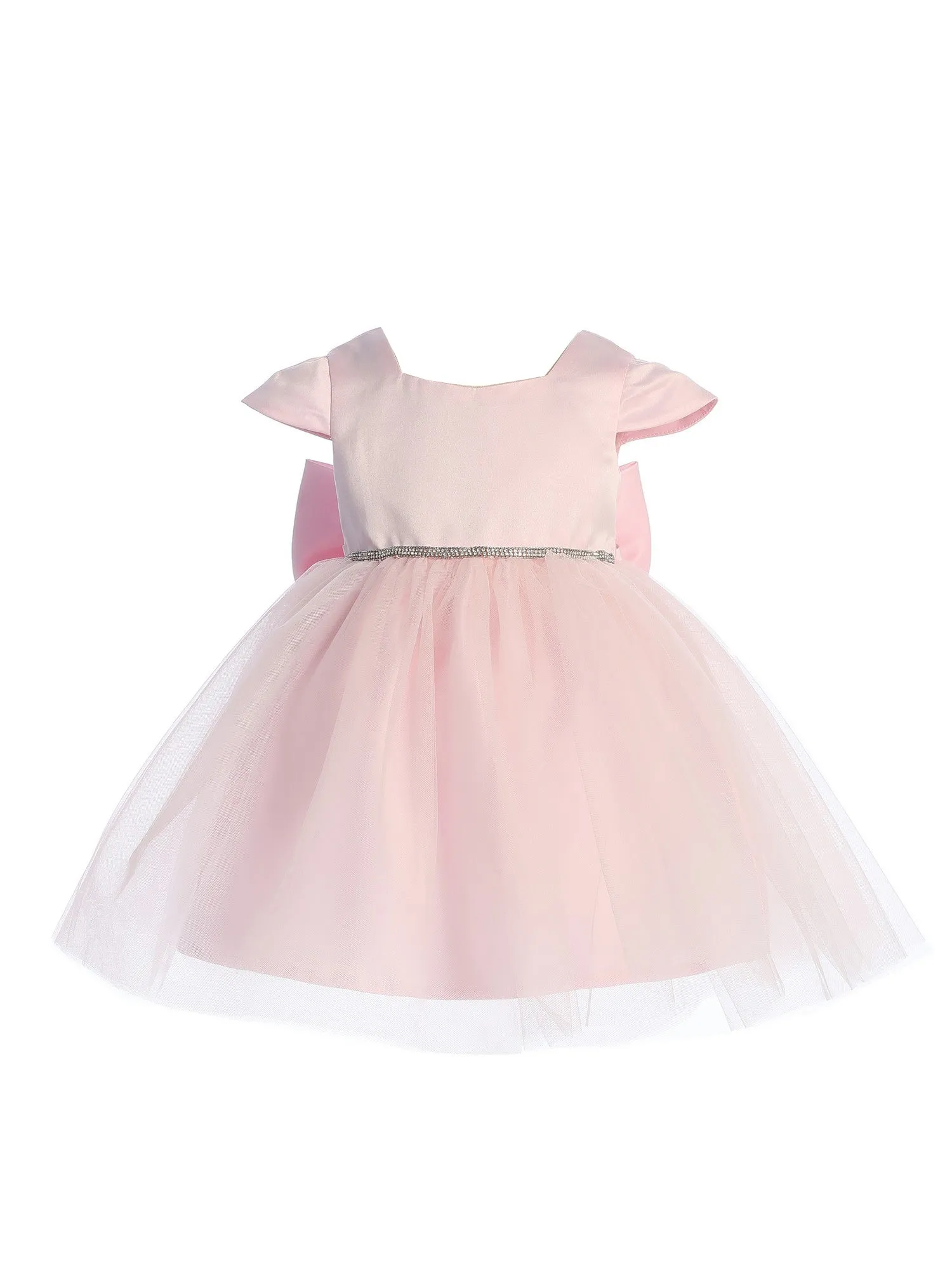 Baby Girls Multi Color Square Neckline Cap Sleeve Flower Girl Dress 6-24M