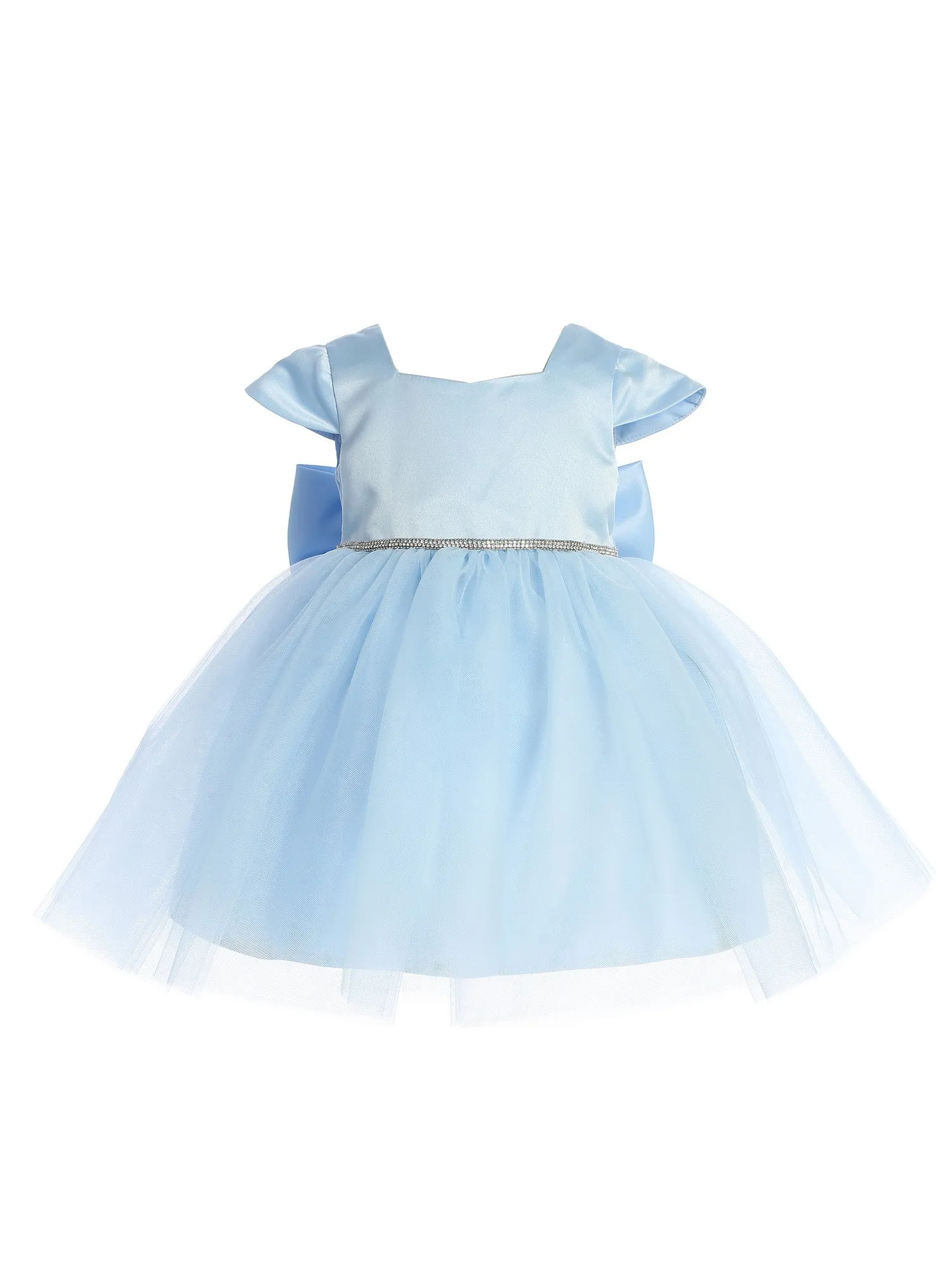 Baby Girls Multi Color Square Neckline Cap Sleeve Flower Girl Dress 6-24M