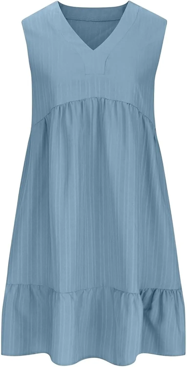 Beach Dresses for Women 2025 Summer V Neck Sleeveless Sundress Flowy Vacation Hawaiian Dresses Cute Cover Ups