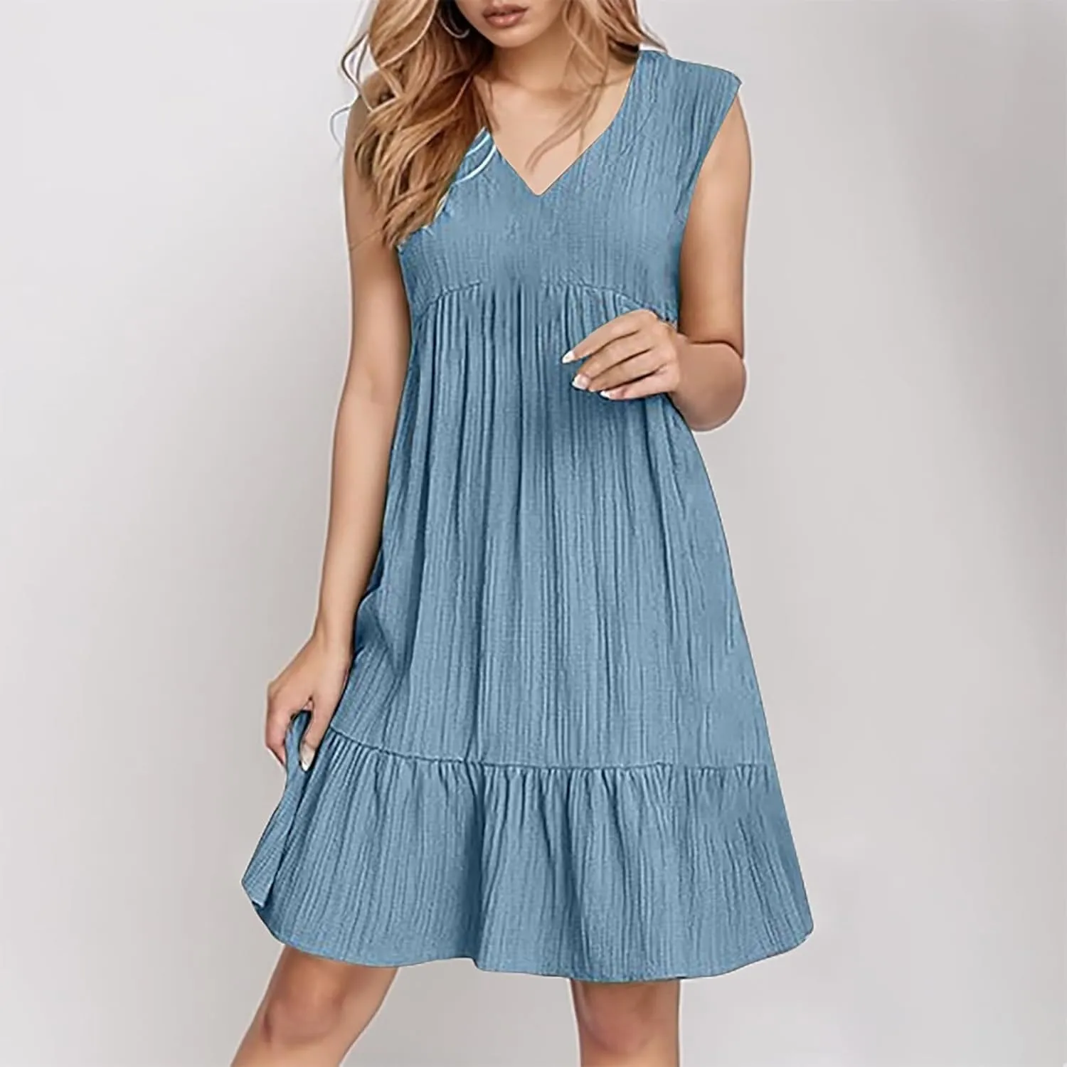 Beach Dresses for Women 2025 Summer V Neck Sleeveless Sundress Flowy Vacation Hawaiian Dresses Cute Cover Ups