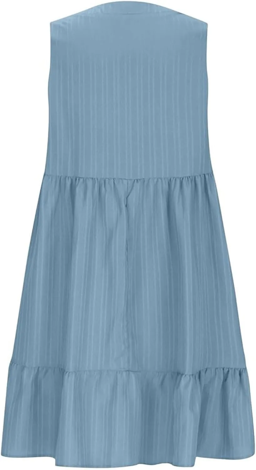 Beach Dresses for Women 2025 Summer V Neck Sleeveless Sundress Flowy Vacation Hawaiian Dresses Cute Cover Ups