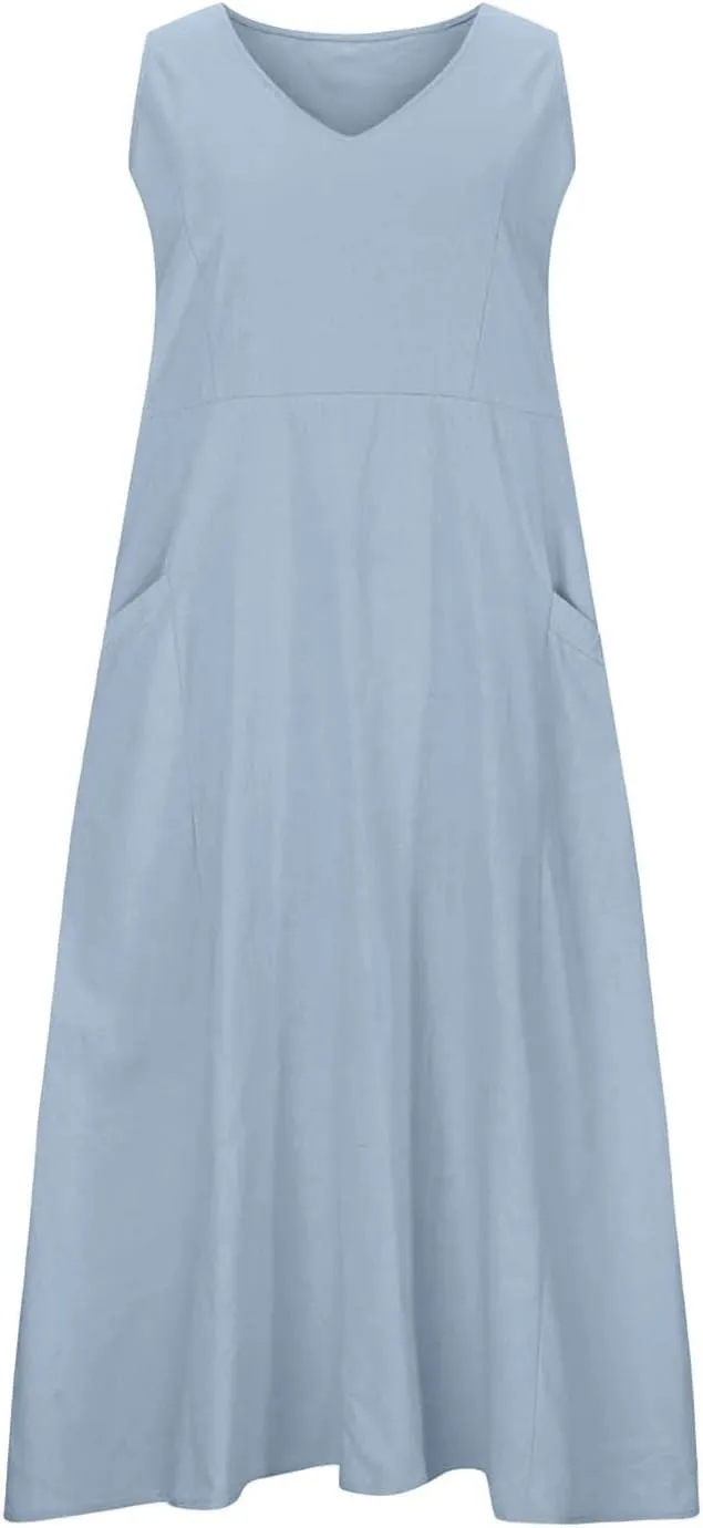 Beach Vacation Clothes for Women Beach Fashion Vacation Essentials Summer Dresses for Women 2025 Cotton Linen Maxi Dress
