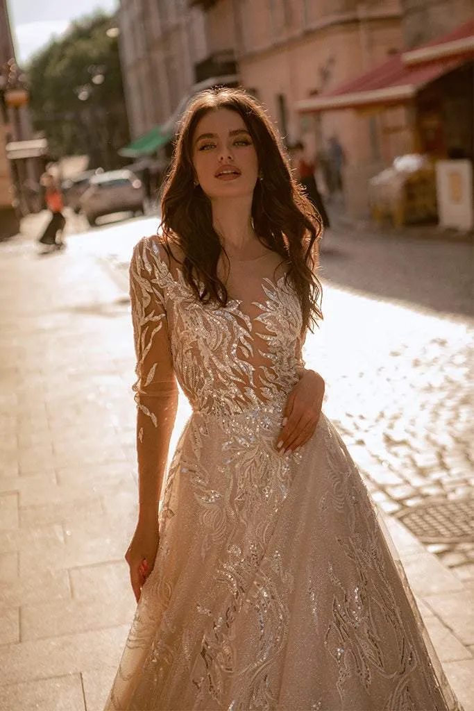 Beautiful Tan Wedding Dress