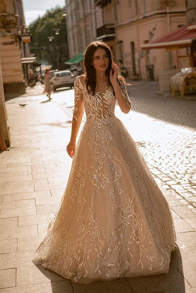 Beautiful Tan Wedding Dress