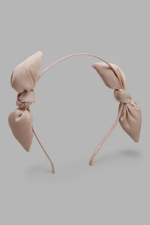 Beige Knot Headband For Girls