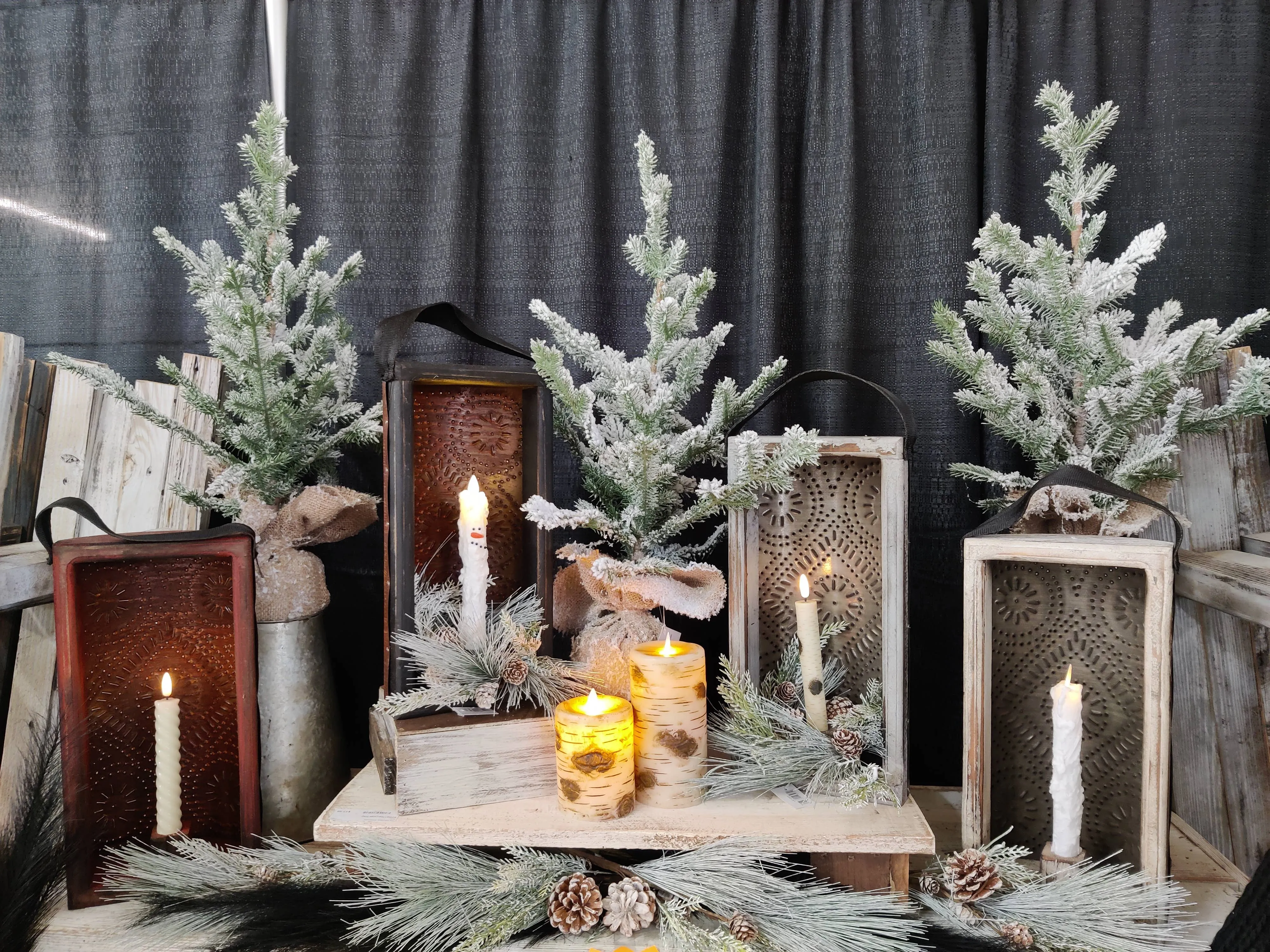 Birch Pillar Candle Moving Flame- Short