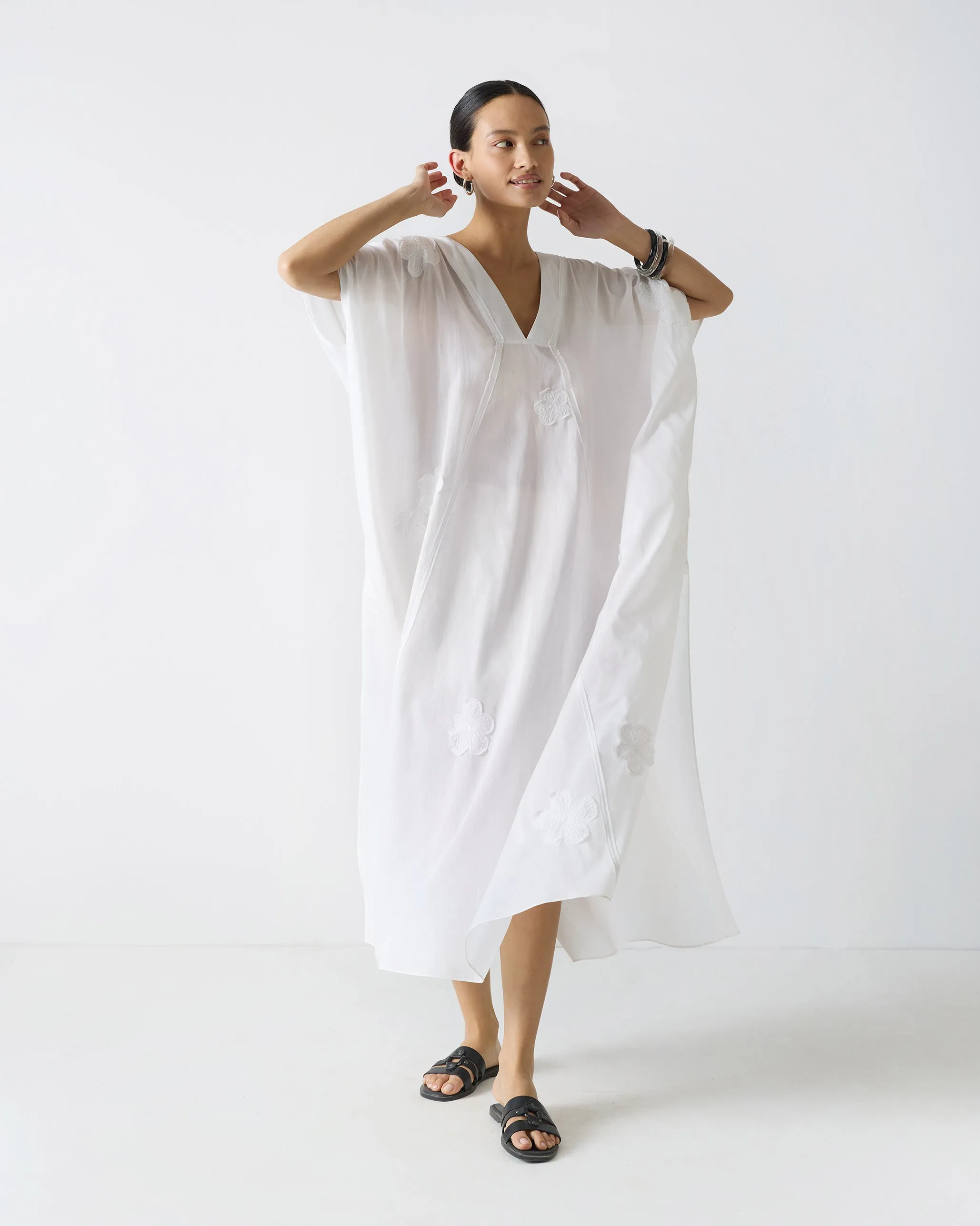 Bodrum Kaftan - White Embroidery