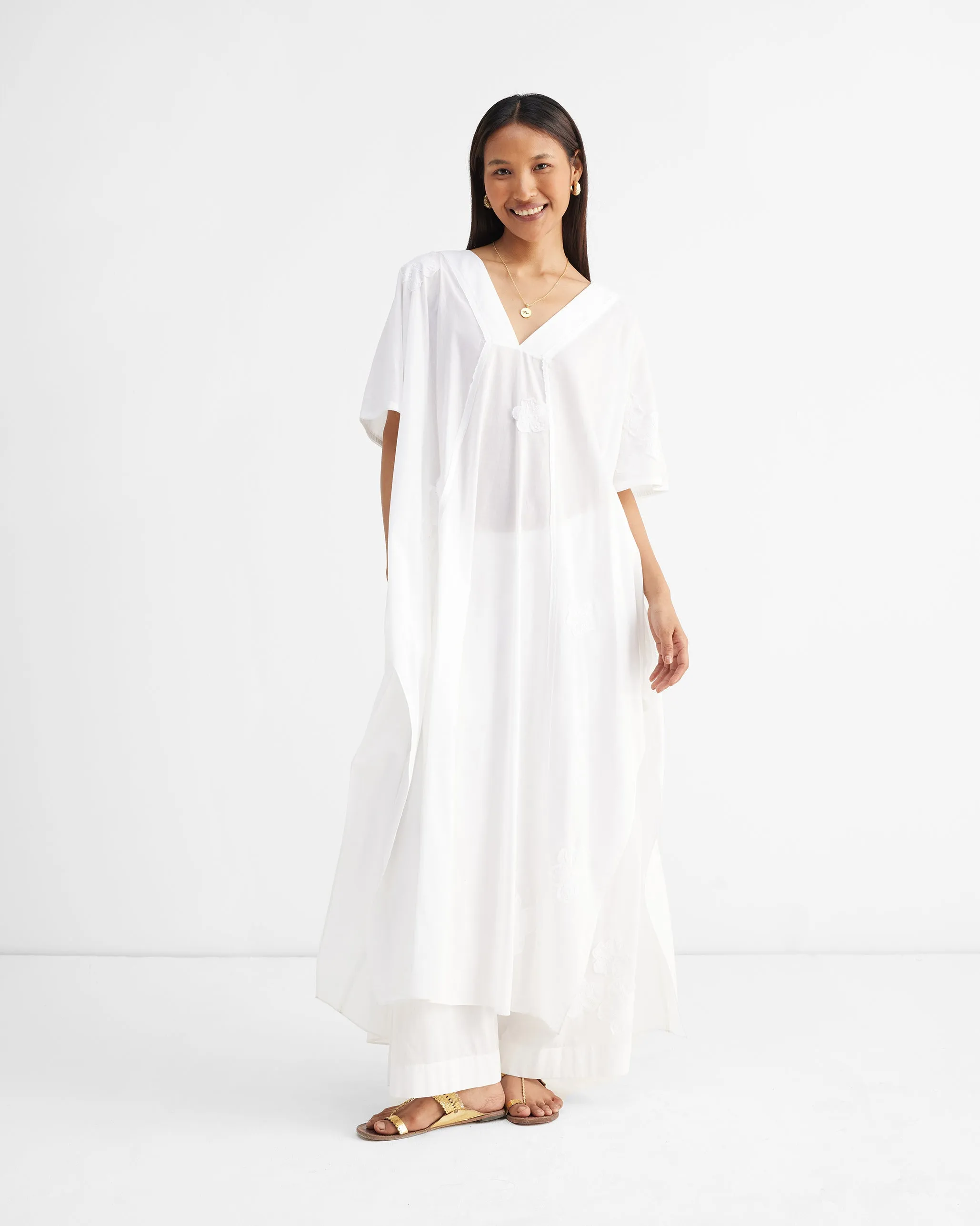 Bodrum Kaftan - White Embroidery