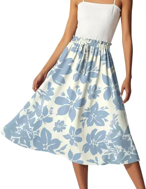 Bohemian Skirts for Women High Waist Flowy Maxi Skirt A-Line Long Skirt Summer