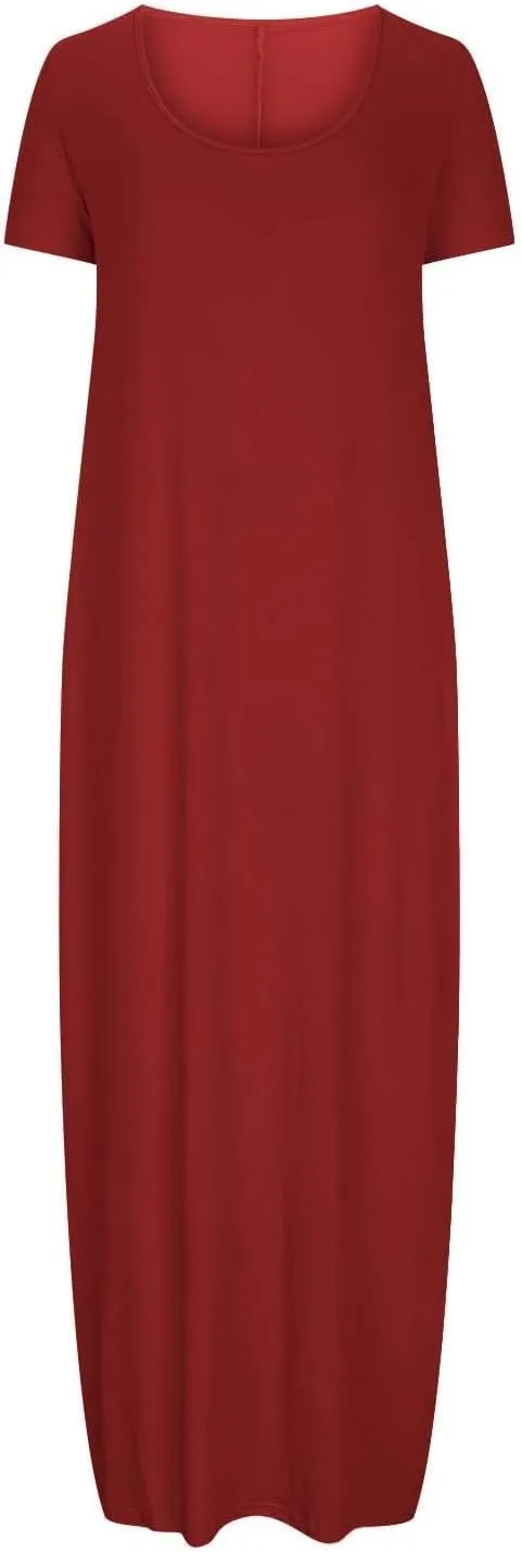 Boho Dresses for Women 2025 Summer Maxi Y2k Solid Color Long Dress Short Sleeve V Neck Flowy Beach Sundress