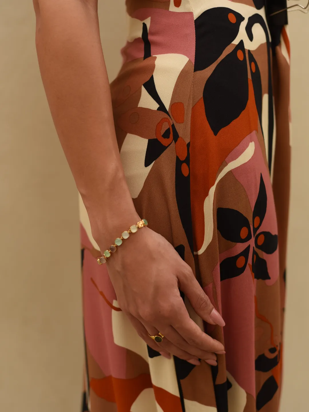 Brown Cotton & Rayon Sunset Serenade Maxi Dress