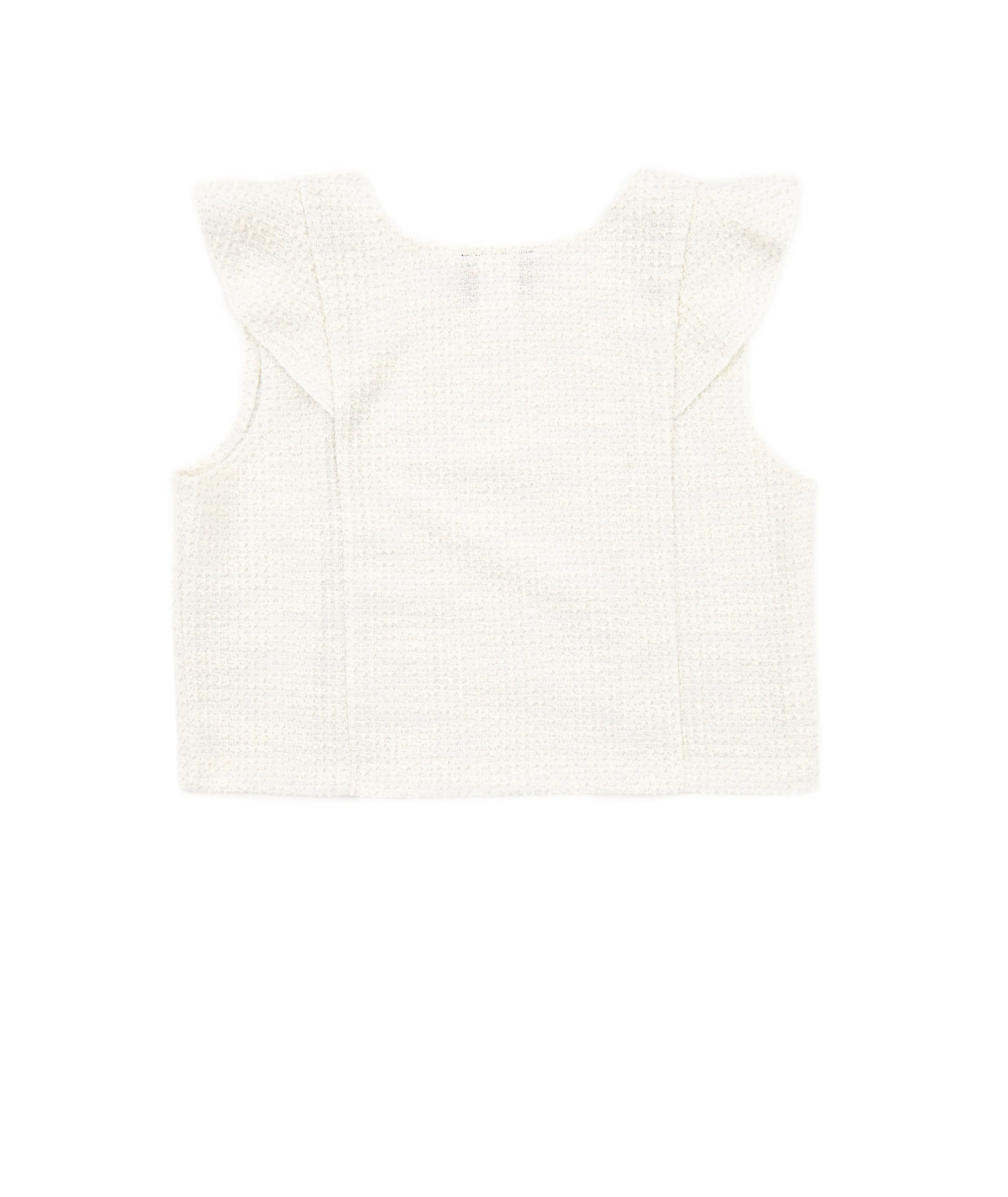 By Debra Girls Leah Ivory Boucle Flutter Sleeve Top