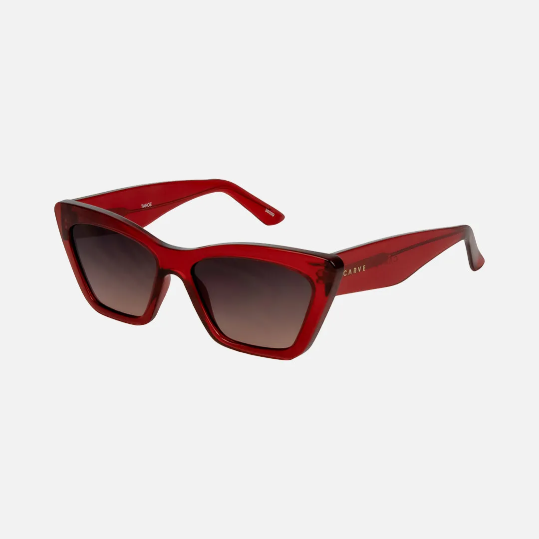 Carve Tahoe Sunglasses | Gloss Crystal Cherry-Red with Grey-Pink Gradient