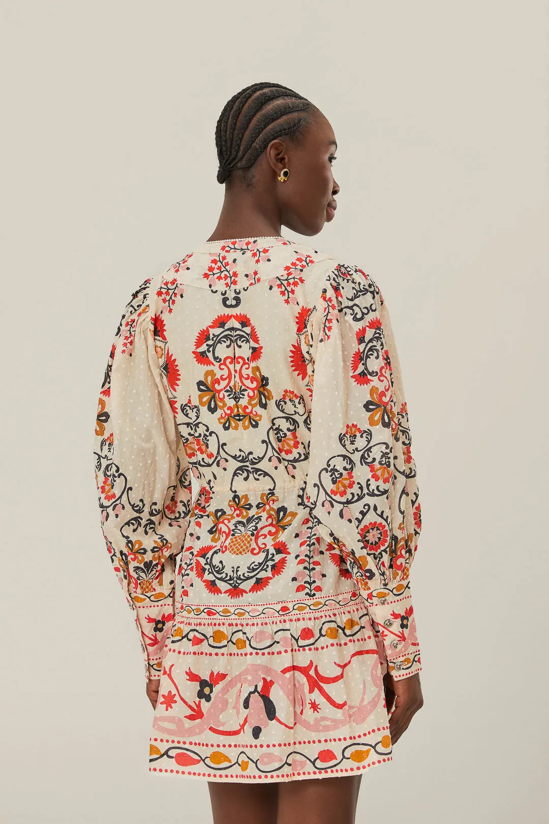 Cashew Mandala Cream Mini Dress