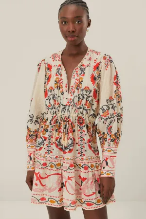 Cashew Mandala Cream Mini Dress
