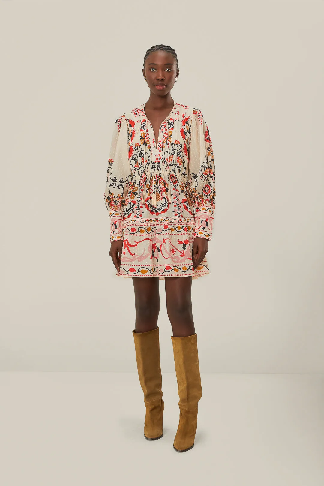 Cashew Mandala Cream Mini Dress