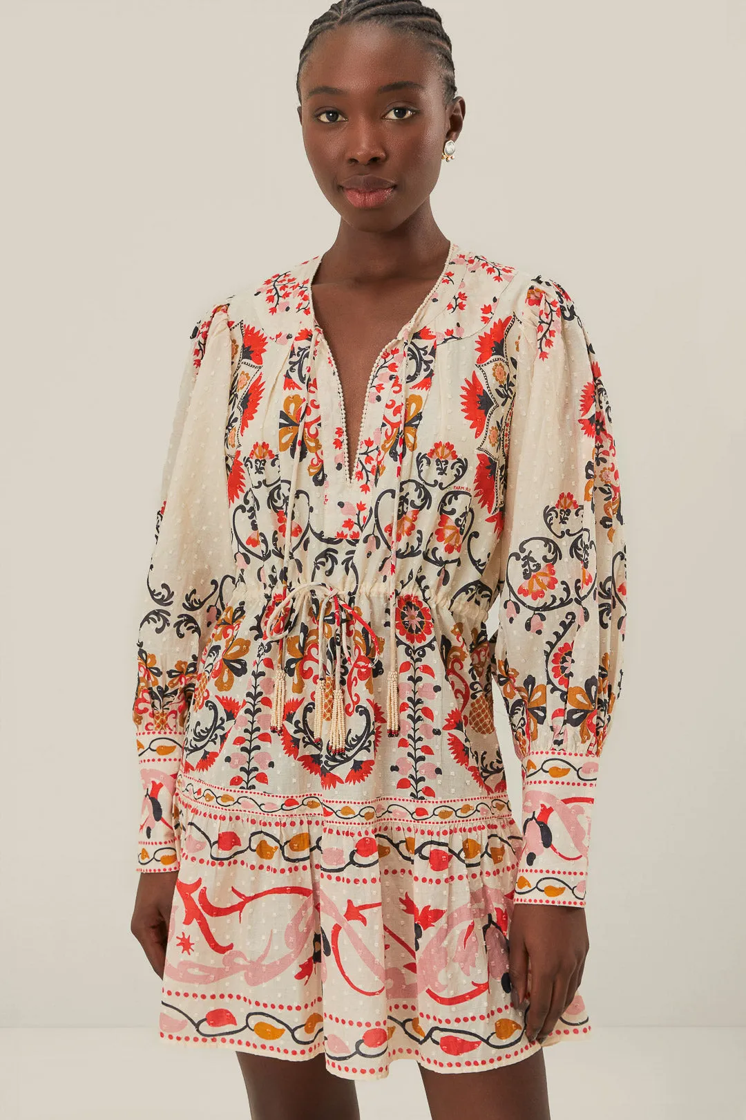 Cashew Mandala Cream Mini Dress