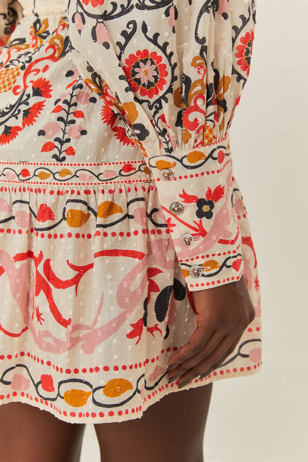 Cashew Mandala Cream Mini Dress