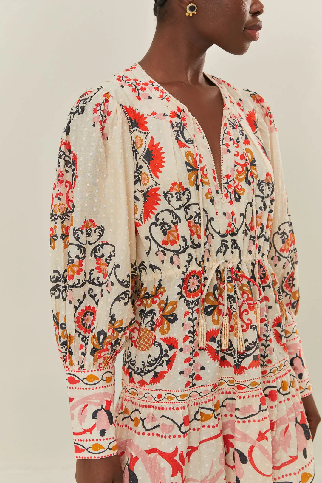 Cashew Mandala Cream Mini Dress