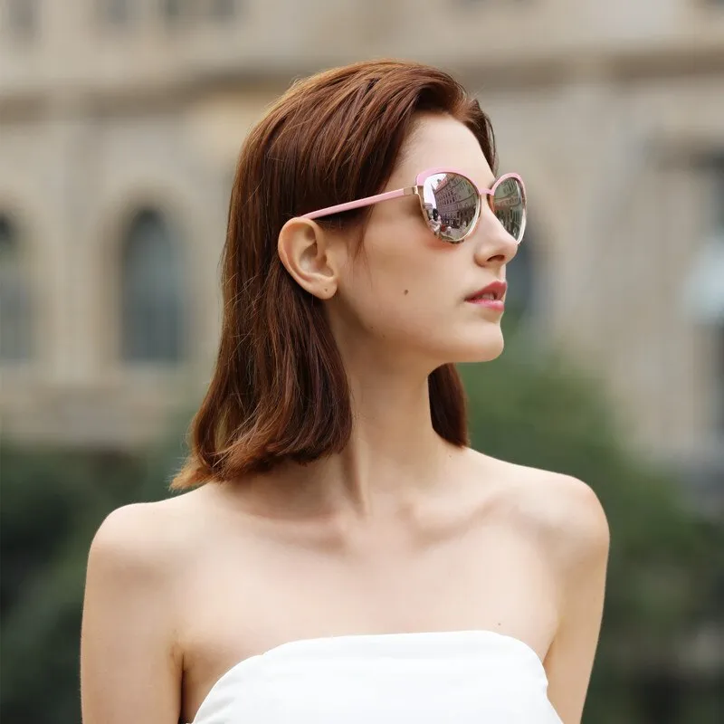 Cat Eye Elegant Pink White Gradient Driving Glasses