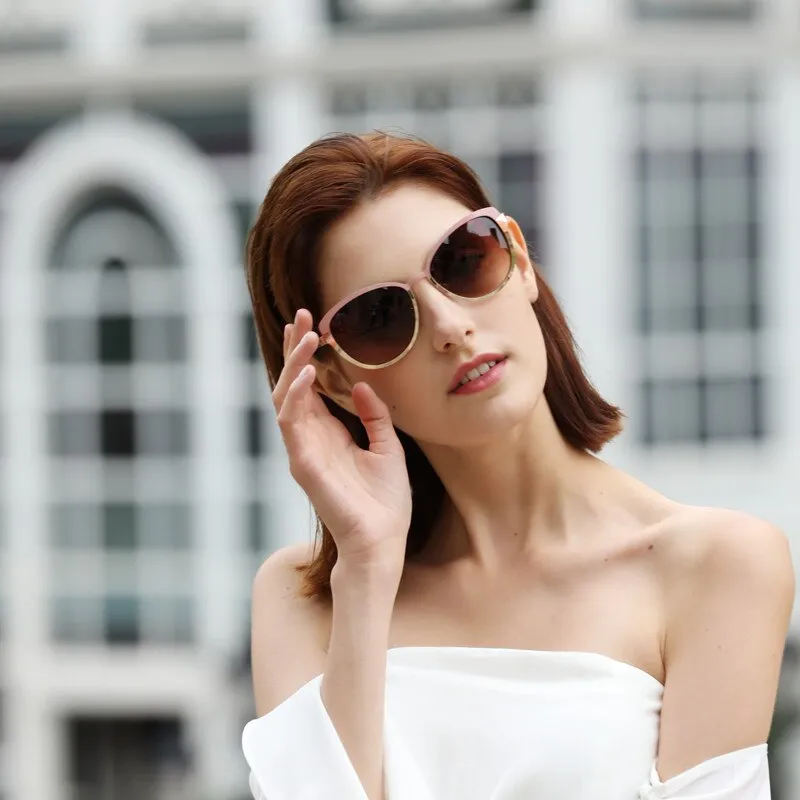 Cat Eye Elegant Pink White Gradient Driving Glasses