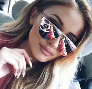 Cat Eye Vintage Mirror Sunglasses Women 2017 Brand Designer Lady Rose Gold Mirror Sun Glasses lunette de soleil femme