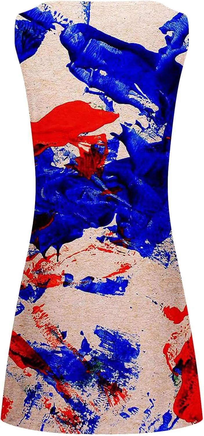 Ceboyel Womens 4Th of July Dress American Flags Sundresses Vacation Short Mini Dress Summer Causal Patriotic Clothing 2023