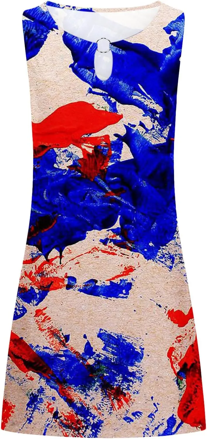 Ceboyel Womens 4Th of July Dress American Flags Sundresses Vacation Short Mini Dress Summer Causal Patriotic Clothing 2023