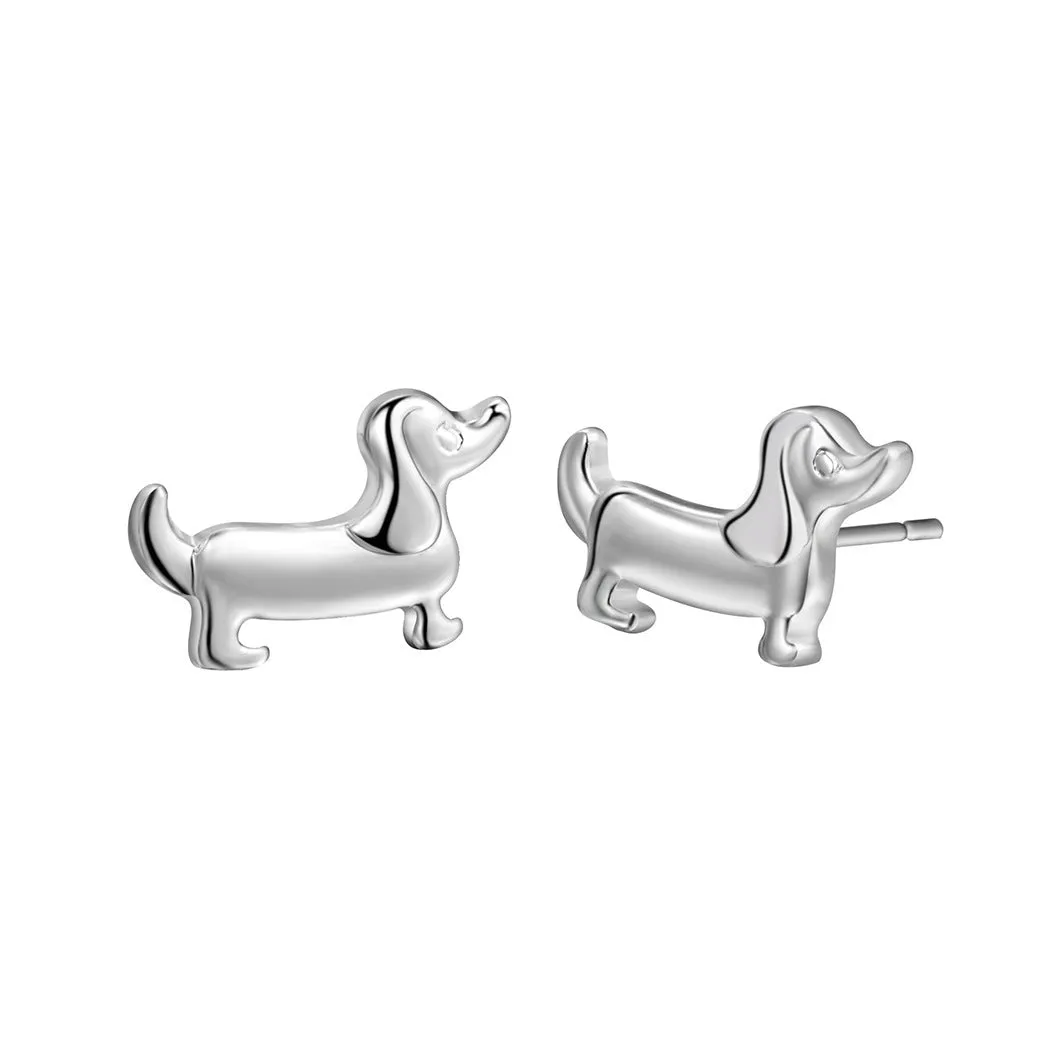 Charming Dachshund Alloy Stud Earrings – Playful Pet-Inspired Design